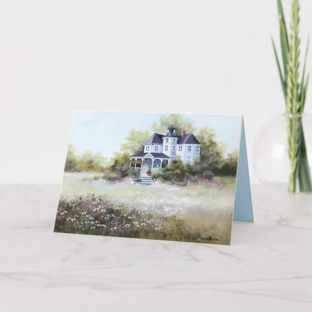 Carte Ancienne Maison Victorienne Avec Chats Rustique Ca (Devant)