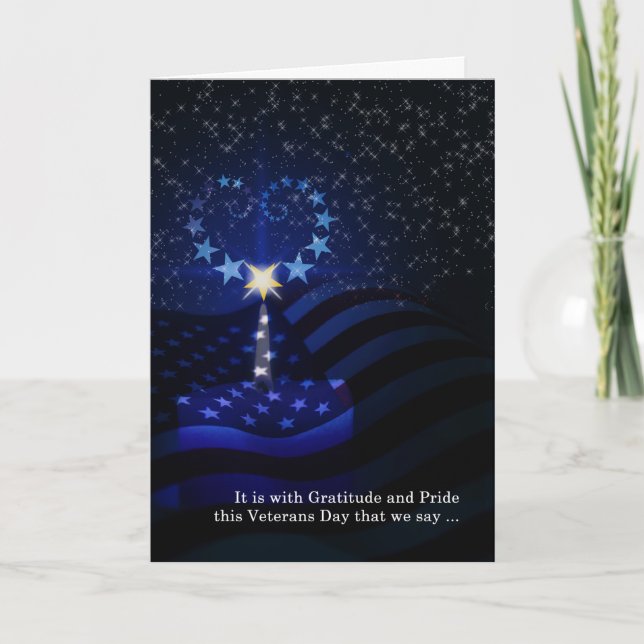 Carte Anciens Combattants Jour drapeau américain bougie  (Devant)