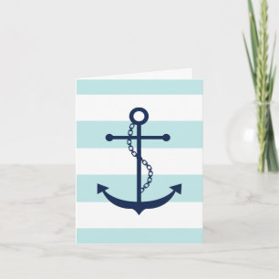 Carte Ancre bleue sur les rayures de menthe