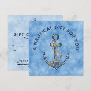 Carte ANCRE Dessin grunge aquarelle nautique 1