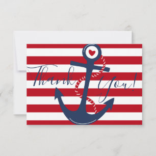Carte Ancre nautique Rouge Océan Blanc Merci de bateau