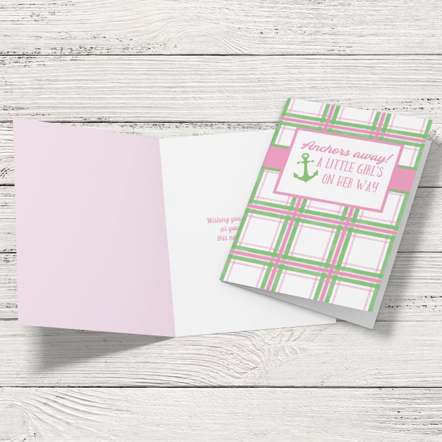 Carte Ancres Éloignées Fille Baby shower nautique (Créateur téléchargé)