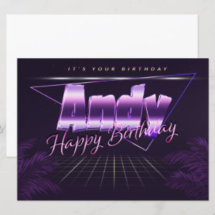 Carte Andy Name Prénom lila retro