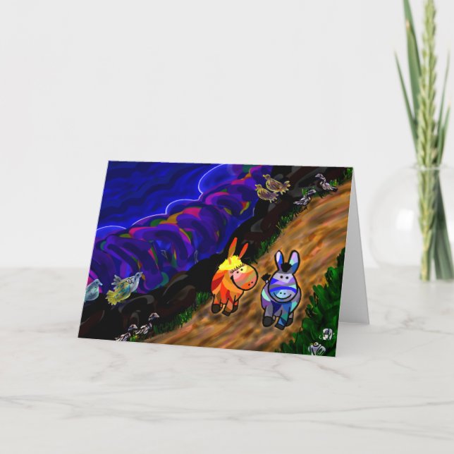 Carte ânes marchant par la mer (Devant)