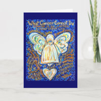 Carte Ange contre le cancer bleu et or