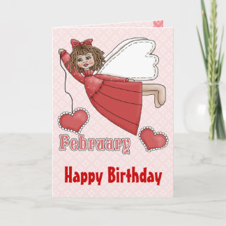 Carte Ange d'anniversaire de février