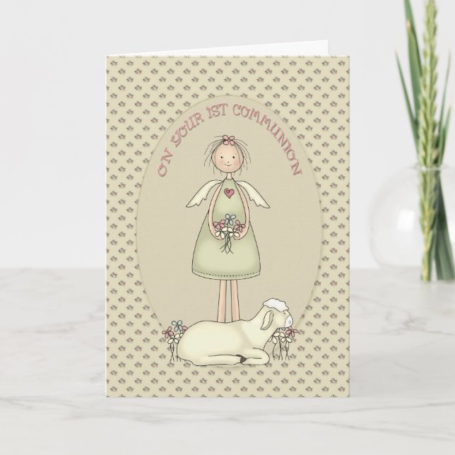 Carte Ange de la fille communion (Devant)