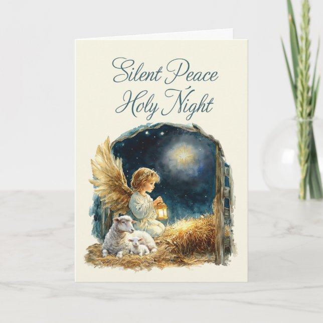 Carte Ange de Noël à Manger Silence Paix Sainte Nuit (Devant)