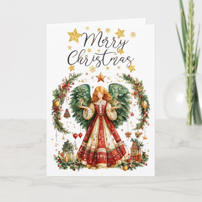 Carte Ange de Noël avec bougies allumées Noël (Devant)