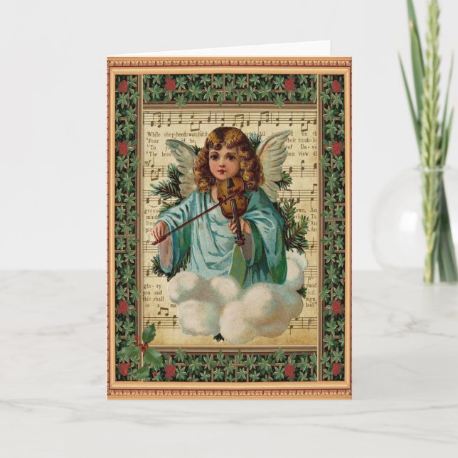Carte Ange de Noël avec violon (Devant)
