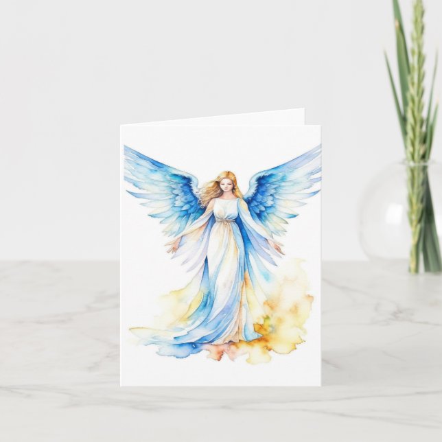 Carte Ange de Noël B - Aquarelles et stylo (Devant)