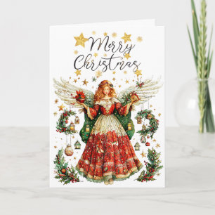 Carte Ange de Noël et baies d'hiver. Joyeux Noël