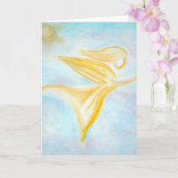 Ange doré en vol – Ciel turquoise en accueil
