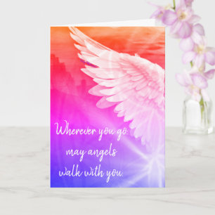 Carte Ange gardien ombré rose – Les anges marchent avec 
