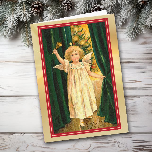 Carte Ange Girl Ring Bell Vintage Noël (Créateur téléchargé)