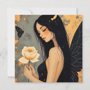 Carte Ange gothique et Rose Vide