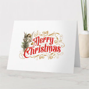 Carte Ange Orné-Joyeux Noël-Rétro