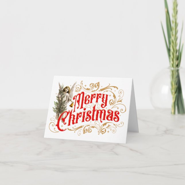Carte Ange Orné-Joyeux Noël-Rétro (Devant)