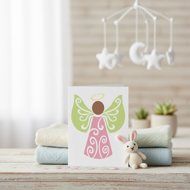 Carte Ange rose Verte Ailes Vertes Spirituel Décoratif (Créateur téléchargé)