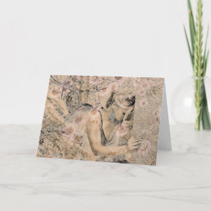 Carte Angel Elegant Boho Floral Sepia Antique