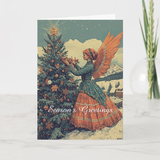 Carte Angel en robe victorienne Noël (Devant)