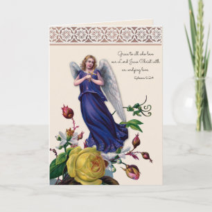 Carte Angel religieux avec Crucifix Jésus Floral