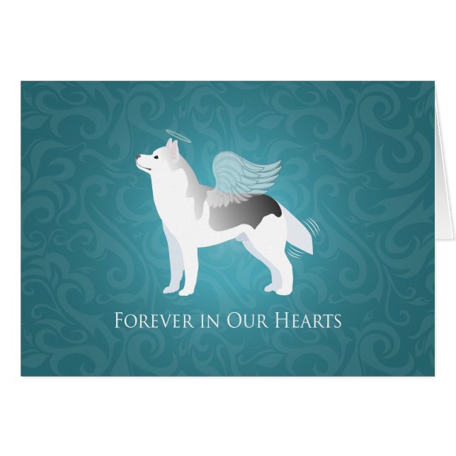 Carte Angel Silver Grey Sibérien Husky Pet Sympath (Devant horizontal)