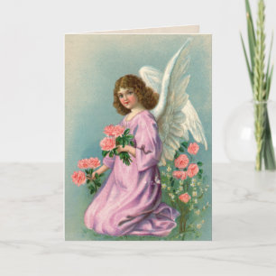 Carte Angel vintage et Rose
