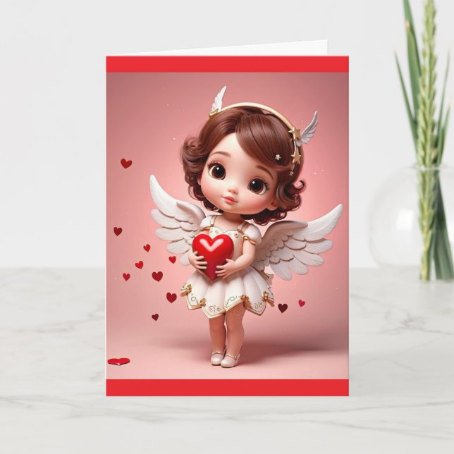 Carte Angel With Heart Valentine Greeting Card (Devant)