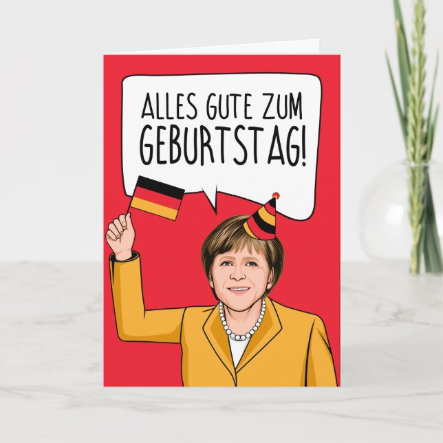 Carte ANGELA MERKEL : Joyeux anniversaire en allemand (Devant)