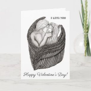 Carte Angels Kissing, noir et blanc Design