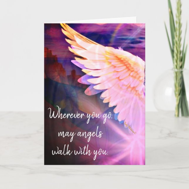 Carte Angels Walk With You Guardian Angel Pink Wing (Devant)