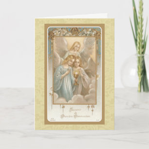 Carte Anges de la Première Sainte Communion Eucharistie 