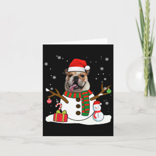 Carte Anglais Bulldog Christmas Pyjama Snowman Amoureux