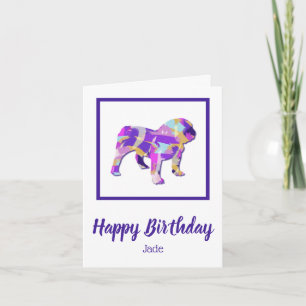 Carte Anglais Bulldog mignon animal de compagnie Silhoue