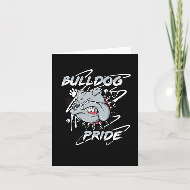 Carte Anglais Bulldog Pride Fidélité École Esprit (Devant)