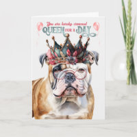 Anglais Bulldog Queen pour une journée drôle d'ann