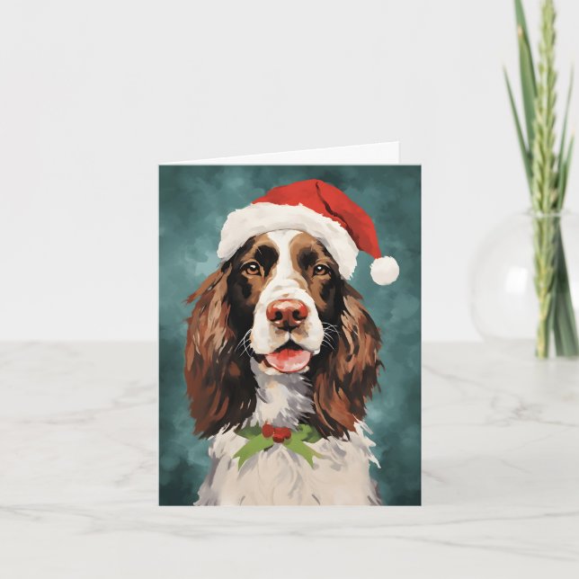 Carte Anglais Springer espagnol peinture de Noël (Devant)