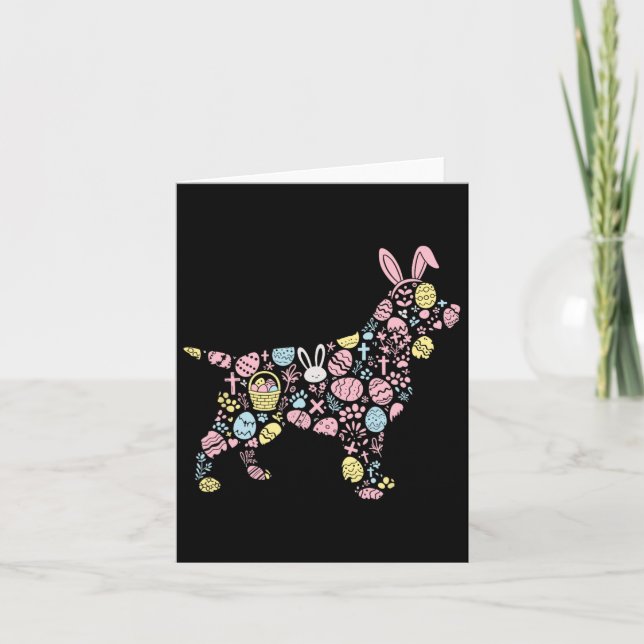 Carte Anglais Springer Spaniel Bunny Easter Eglise Pâque (Devant)