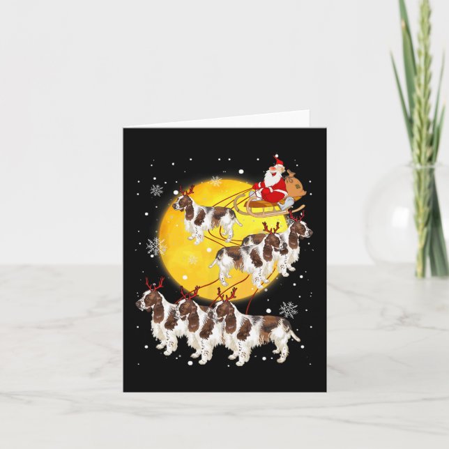 Carte Anglais Springer Spaniel Reindeer Chien de Noël Lo (Devant)