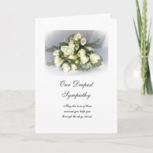 Carte Anglais : Sympathy white freesias & rose