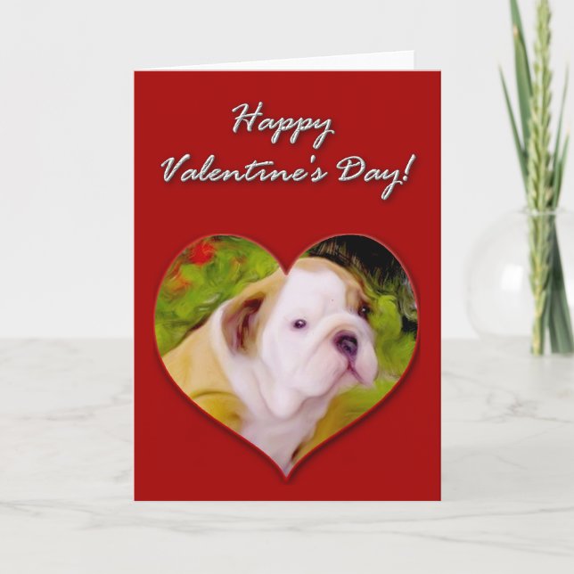 Carte anglaise de jour de Valentines de bouledogue (Devant)