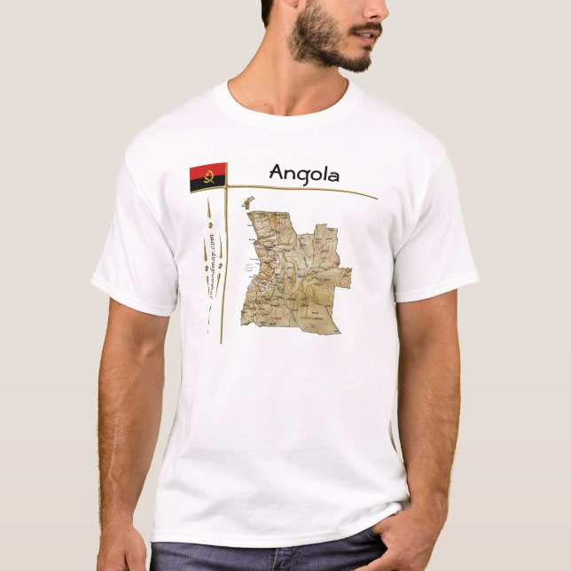Carte Angola + Drapeau + Titre T-shirt (Devant)