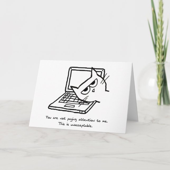 Carte Angry Cat Demands Attention - Funny Cat Card (Devant)