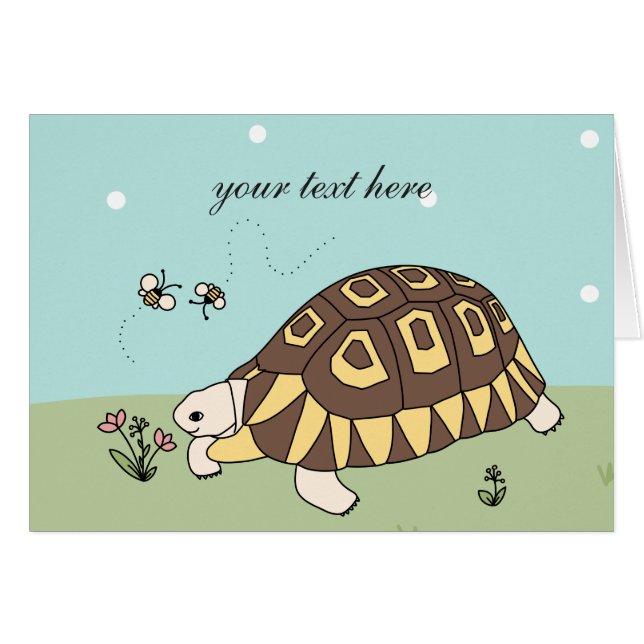 Carte angulée personnalisable de tortue (Devant horizontal)
