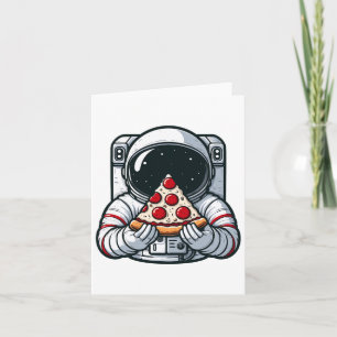 Carte Animal astronaute mangeant un repas de pizza margh