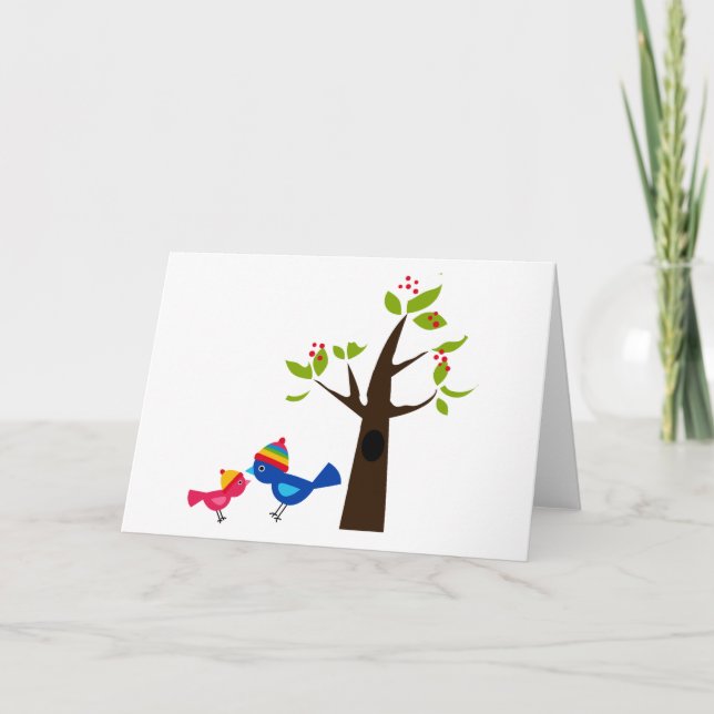 Carte Animal mignon de bande dessinée d'arbre (Devant)