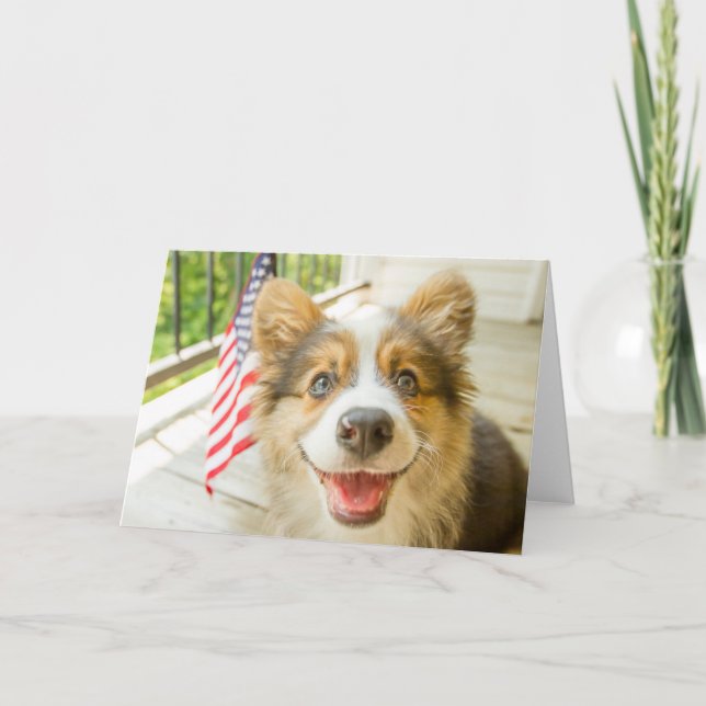 Carte Animaux de bébés cutest | Chiot de Corgi Patriotiq (Devant)
