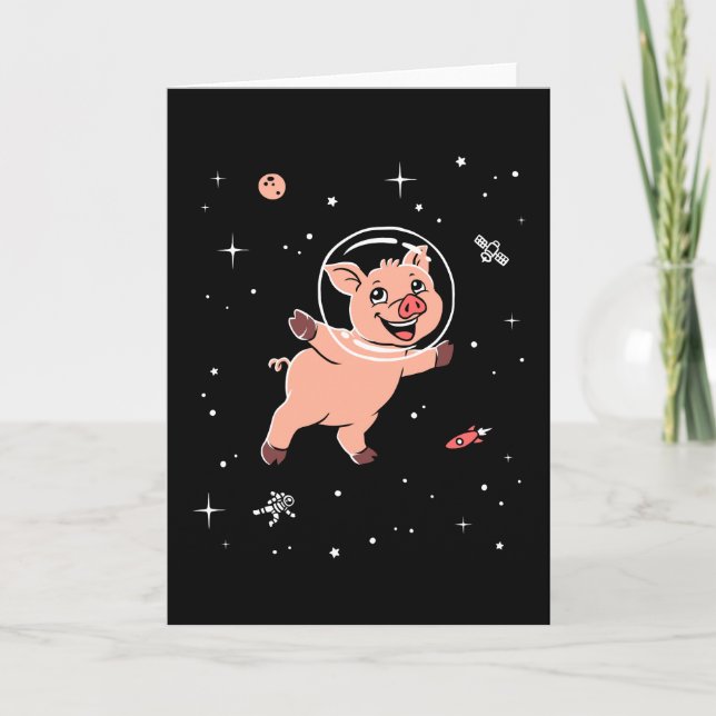 Carte Animaux De Cochon Dans L'Espace (Devant)