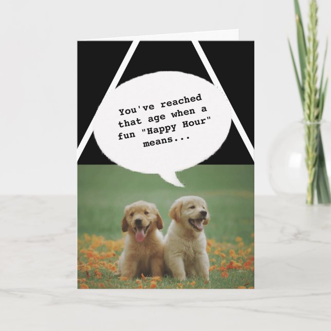 Carte animaux de compagnie chiens Happy Hour Obtenir vie (Devant)